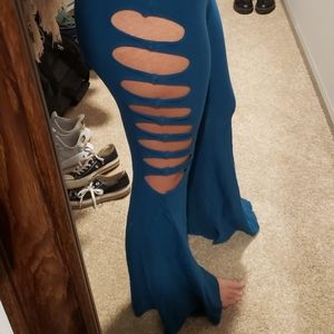 Blue slit side pants